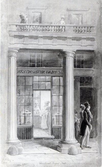 Westminster Dagboek, The Quadrant, Regent Street, Londen 1825 door George Snr Scharf